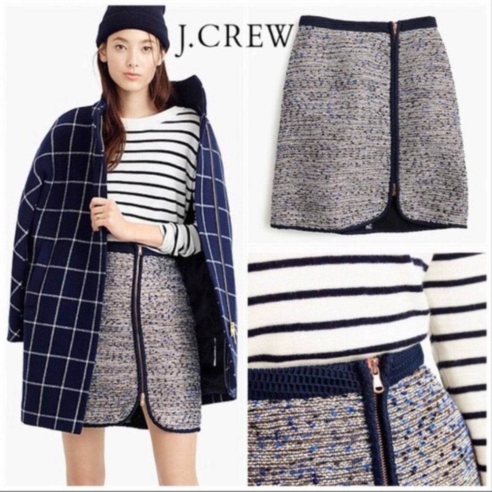 J. Crew Tweed Skirt with Rose Gold Zipper.  4